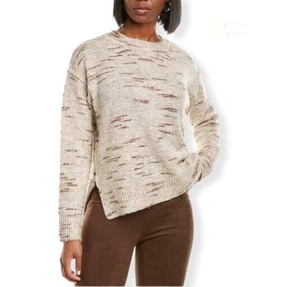 Max Studio NWT Oatmeal Melange Hi-Low Drop Shoulder Pullover Sweater extra Large - Picture 1 of 5